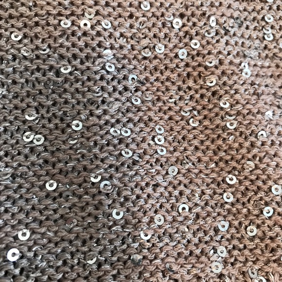WD.NY Sequin Knit Short Sleeve Taupe Cardigan ~ NWOT - Picture 5 of 13